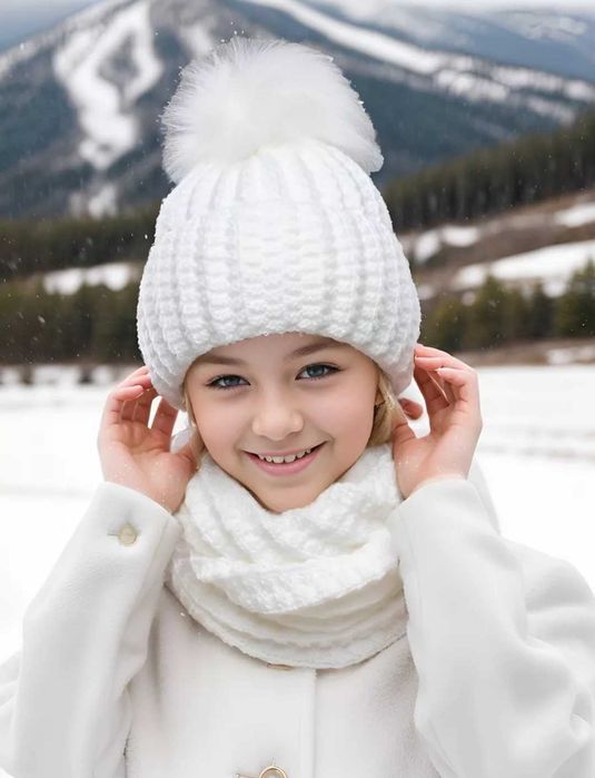 Тёплая зимняя женская шапочка