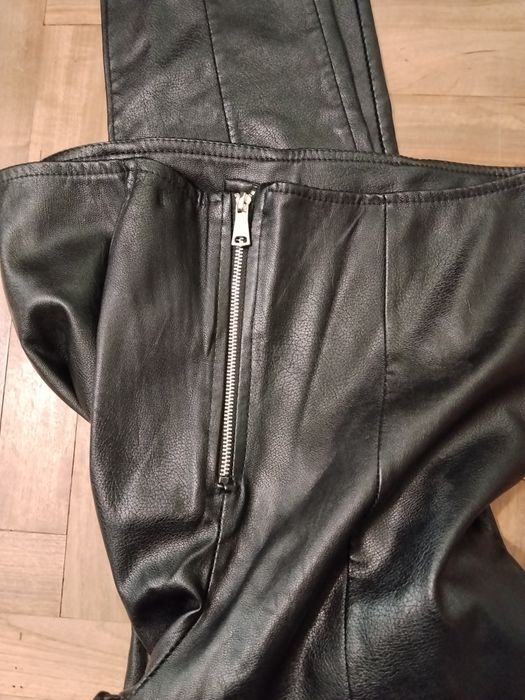 Дамски лот палто от изкуствен косъм + кожен клин+ пухена яка