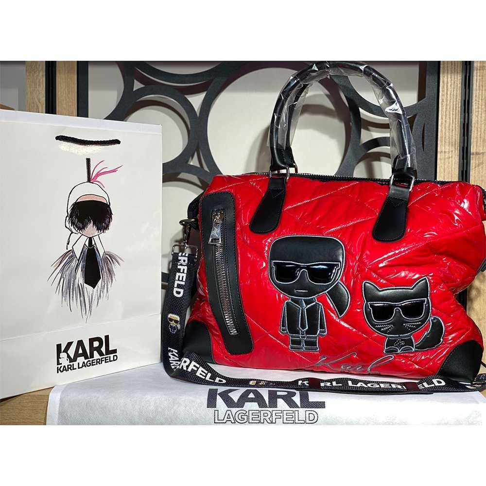 Дамски чанти KARL LAGERFELD – Черна и Червена, с торбичка