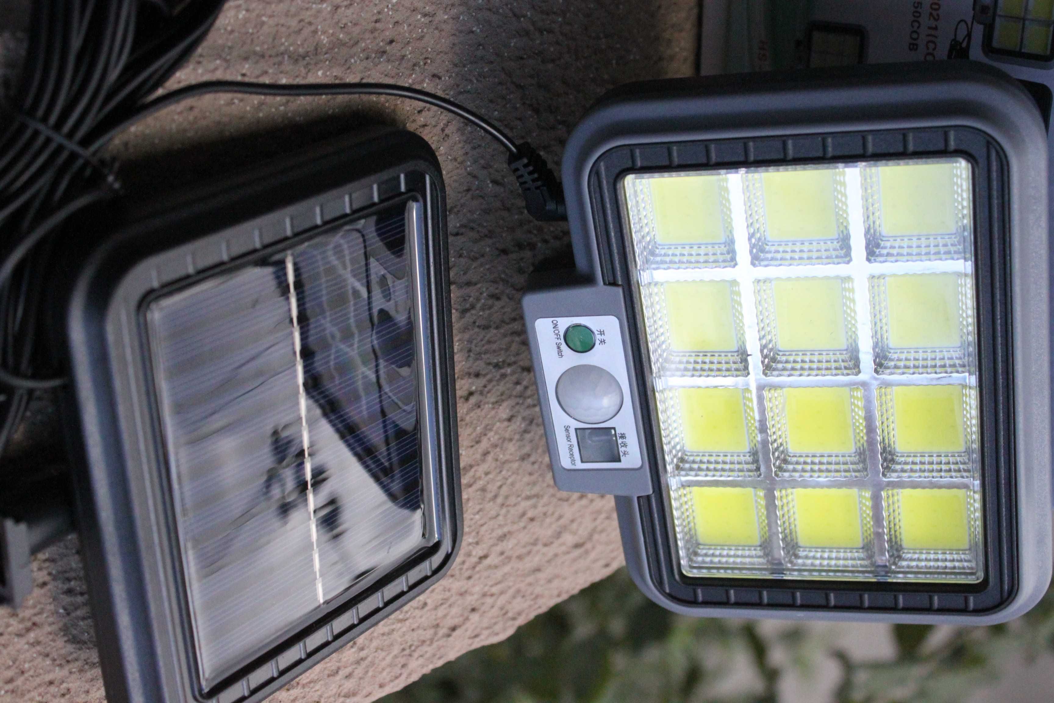 Lampa proiector solar 144 LED COB senzor de lumina si miscare