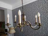 Candelabru antic 6 brate, alamă, perfect funcțional