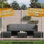 Set mobilier gradina/terasa canapea/coltar cu perne 4 piese Gri Ratan