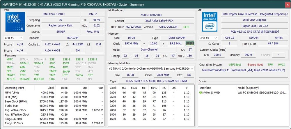 ASUS TUF GAMING F16 | Core 5 210H | RTX 4050 | IPS 144 Hz | 16 GB RAM
