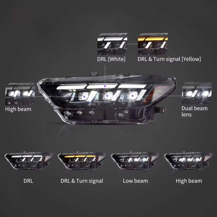 Комплект Full LED фарове с мигачи за Mustang 2015 - 2017 с S650 визия