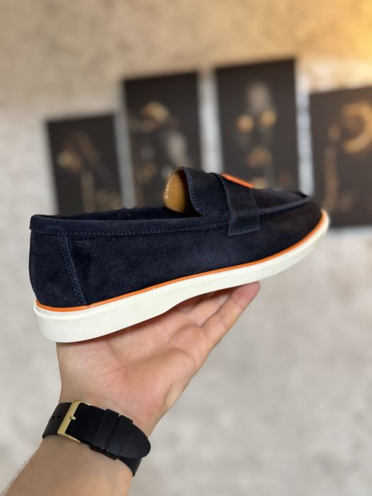 Espadrile/Mocasini Barbati Hermes Din Piele Albastru Indigo!