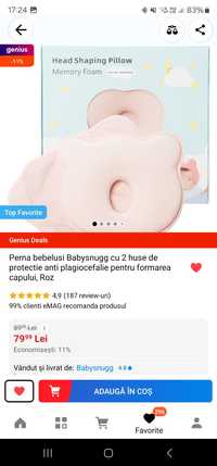 Perna bebelusi Babysnugg anti plagiocefalie pentru formarea capului