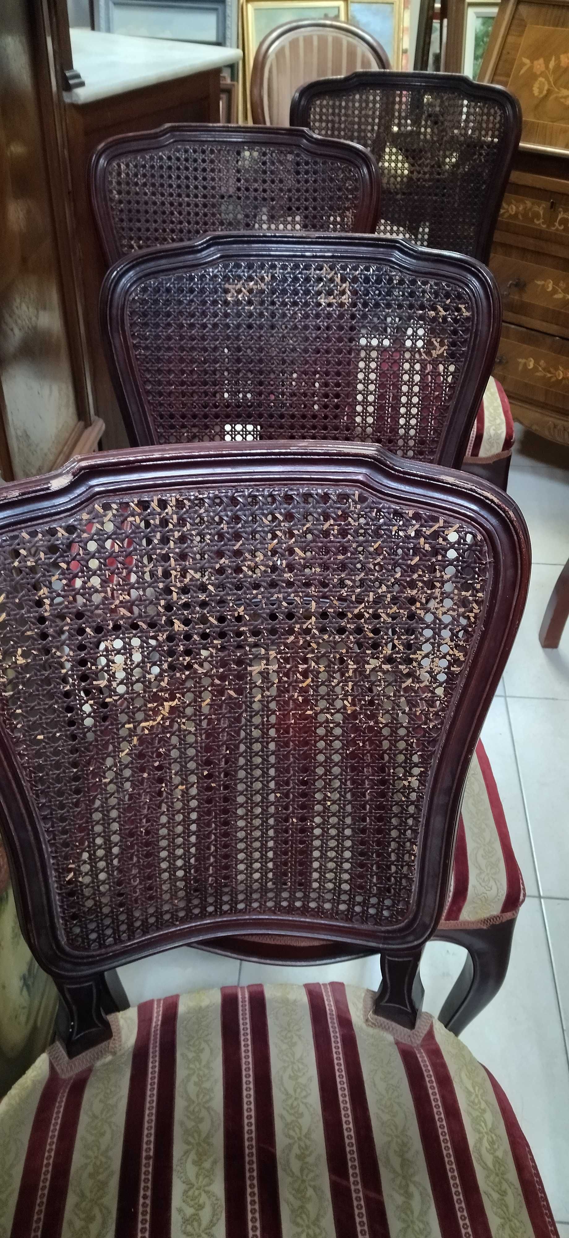 Комплект ретро столове с ратан