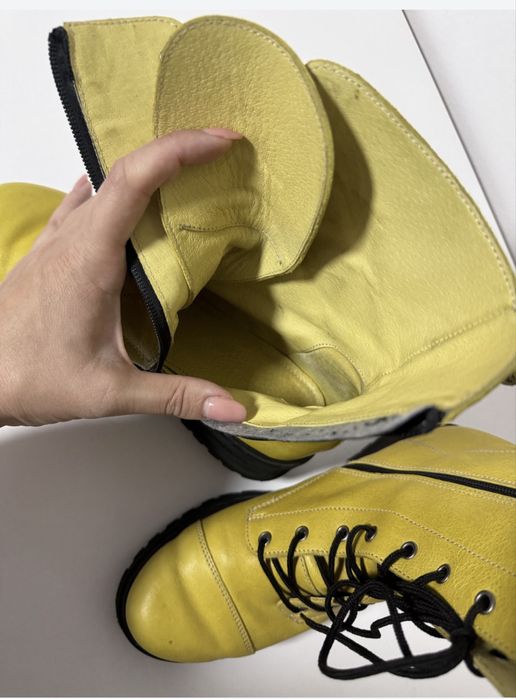 Дамски жълти боти естестена кожа