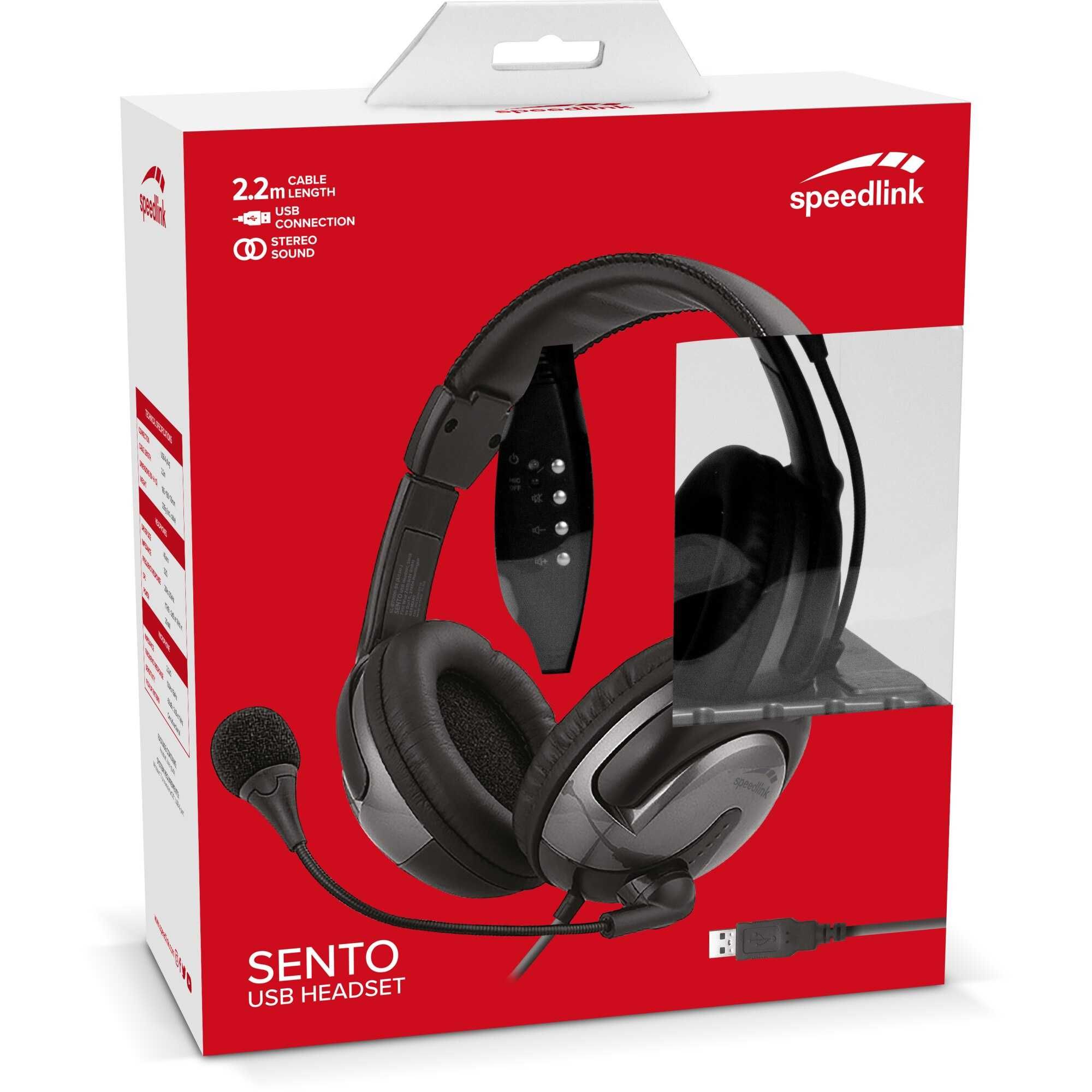 Casti gaming Speedlink Sento, USB, Control Volum pe fir, PC, laptop