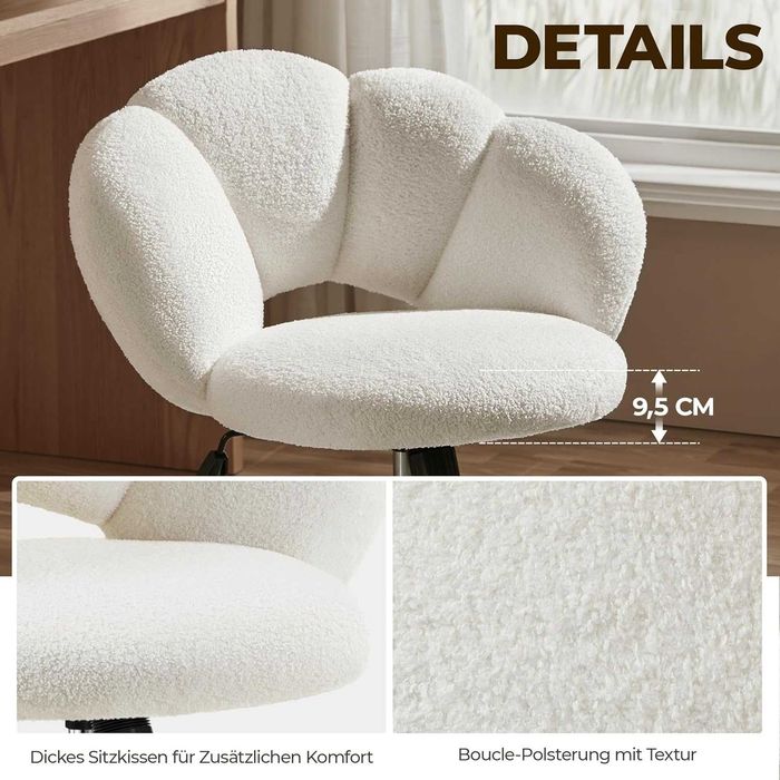 Scaun de birou ergonomic reglabil, tip floare, alb |R 592871 White