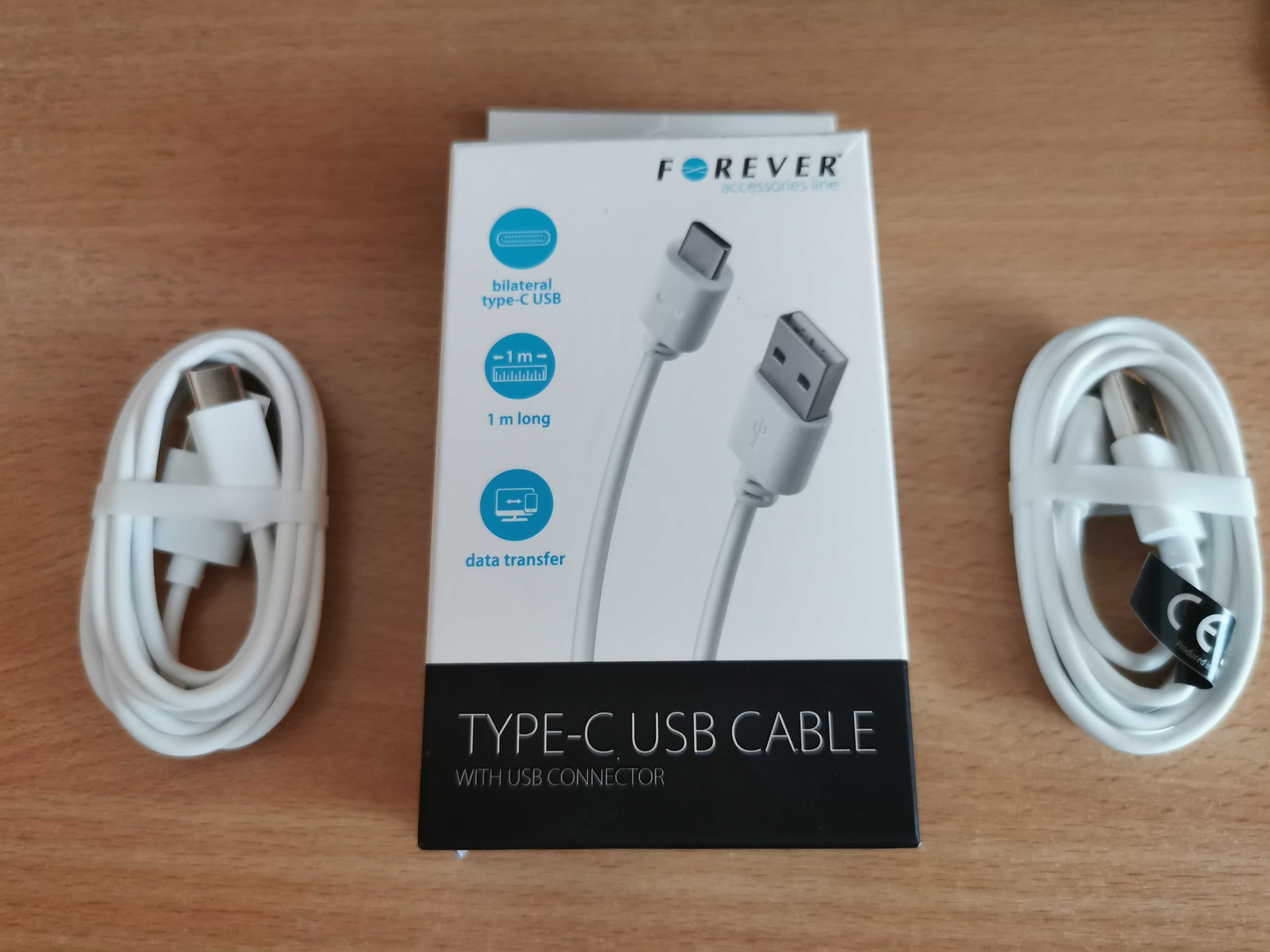 Cablu Date si Incarcare USB la USB Type-C Forever 1m Alb 2A