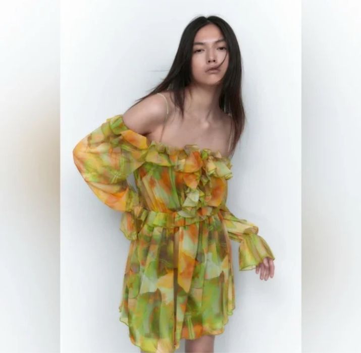Ефирна Рокля Zara в зелено