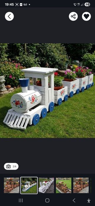 Locomotiva decorativa din lemn cu vagoane – lucrata manual la comanda