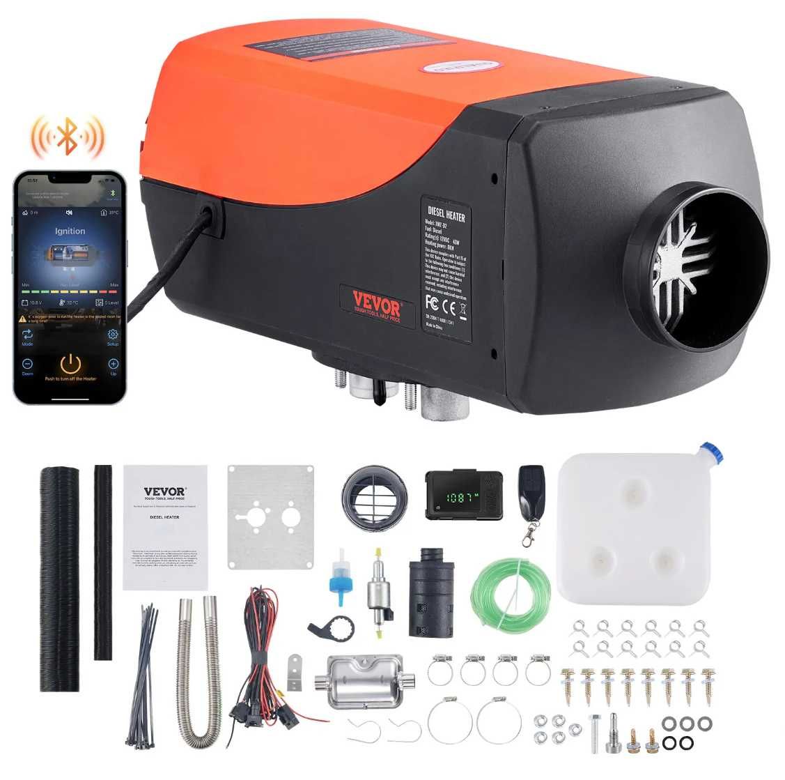 Дизелова суха печка VEVOR  8 kW - 12/24 V + Bluetooth + дистанционно