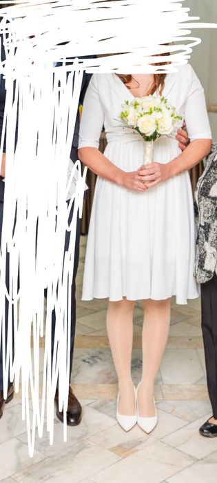 Rochie de cununie civila alb ivory S (36)