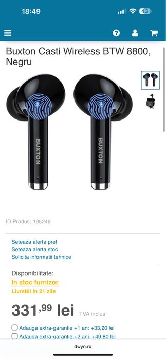 Buxton Casti Wireless BTW 8800, Negru NOU SIGILAT