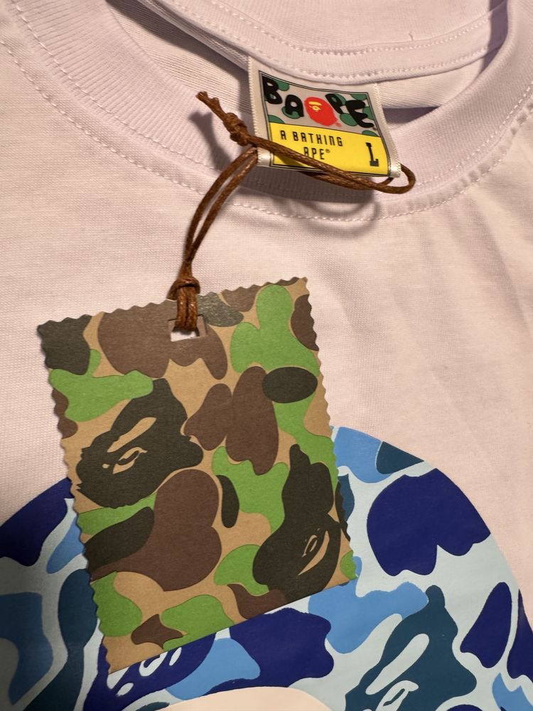 Bape Sky Blue Big Head White T-shirt