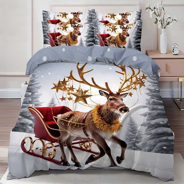 Двулицево коледно спално бельо (Реално изображение), 6 части
