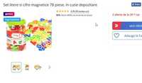 Set litere si cifre magnetice 78 piese, in cutie depozitare