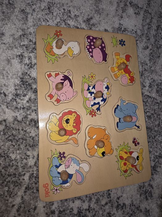 Дървен пъзел с животни