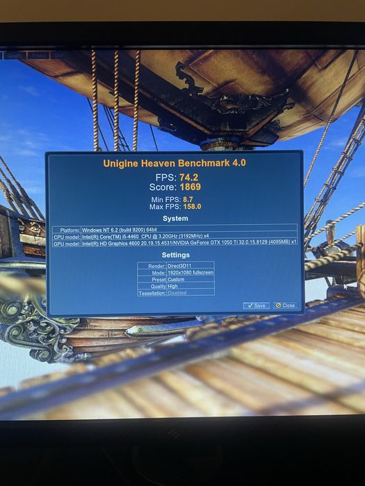 Настолен геймърски компютър i5-4460,1050Ti,SSD