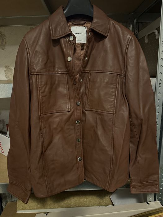 Jacheta tip camasa piele naturala MANGO