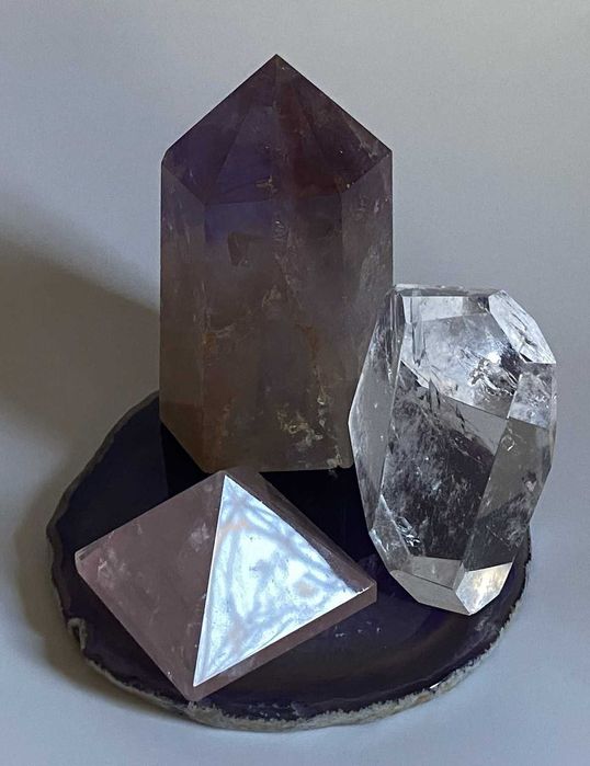 Decor Cristale - Cuart Roz&Ametist&Cuart Transparent - Set Cristale