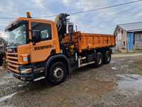 Scania 6x4, basculanta cu macara