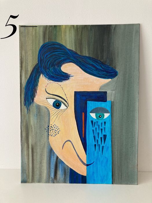 Tablouri abstracte pictate manual pe carton panzat