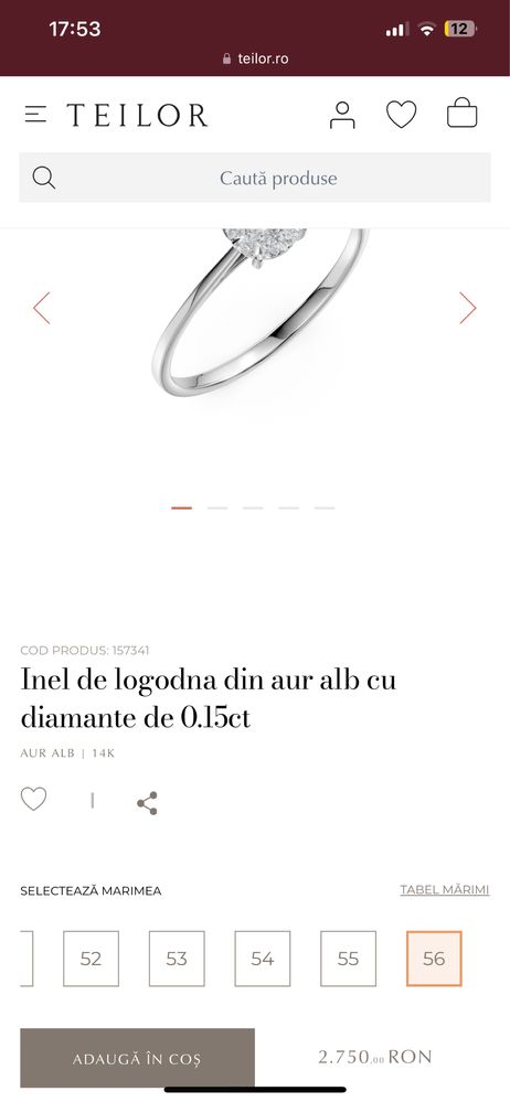 Inel de logodna TEILOR aur alb diamante de 0.15ct M56