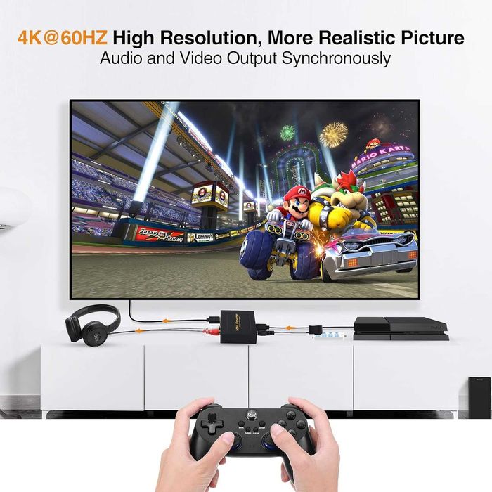 Convertor extracție audio,adaptor HDMI 4K-60Hz,Audio(SPDIF+L/R Stereo)