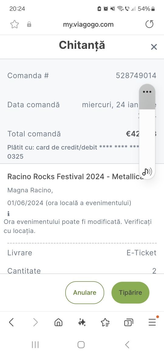 Bilet Metallica 1 iunie