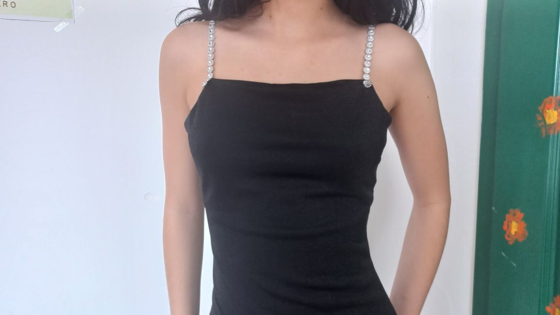 Черна бална рокля XS (обличана 2 пъти-нова)