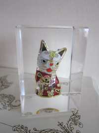 cadou rar Kutani Lucky Cat Japonia '90  Resin Paperweight