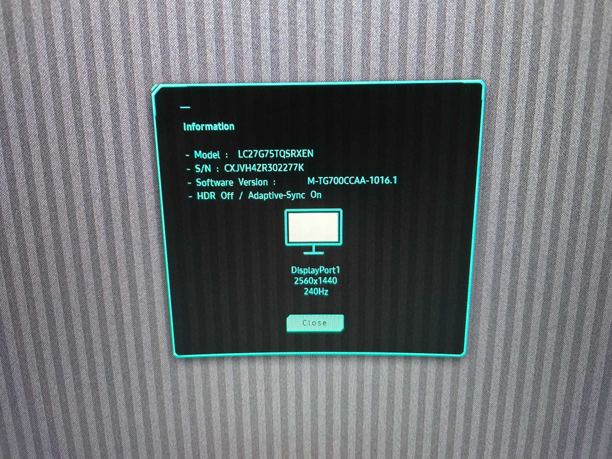 Продавам монитор Samsung Odyssey G7 27", VA панел, 240Hz, 1440p
