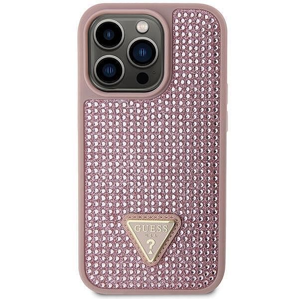 Кейс guess rhinestone triangle за iphone 14 pro 6.1" pink