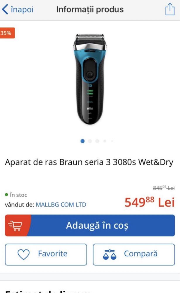 Aparat de ras Braun series seria 3 3080s Nou cutia Sigilata !!