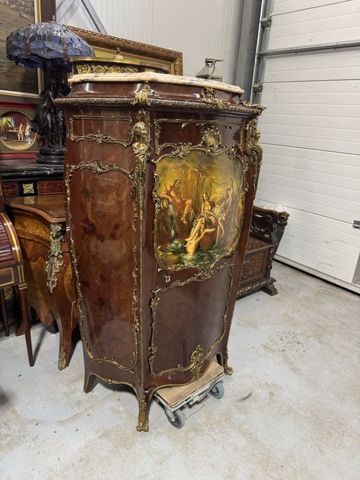 Bar Louis XV - pictură manuală, ornamente bronz, blat de marmură