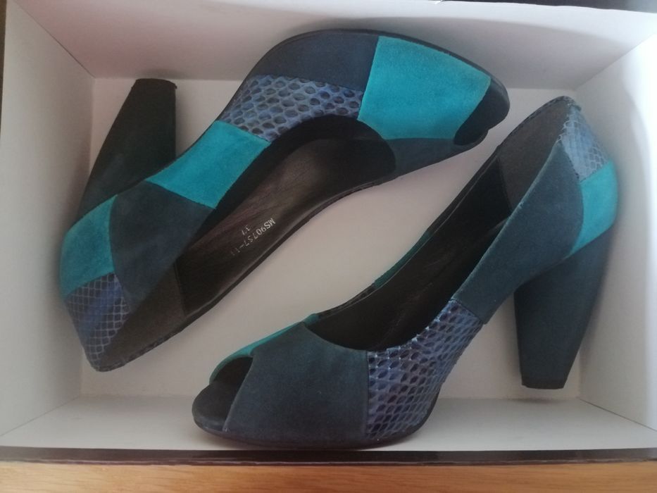 Pantofi decupati cu toc, din piele, Enzo Bertini Benvenuti