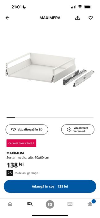 Sertare bucataria ikea pentru corp baza METOD 60cm starea perfecta