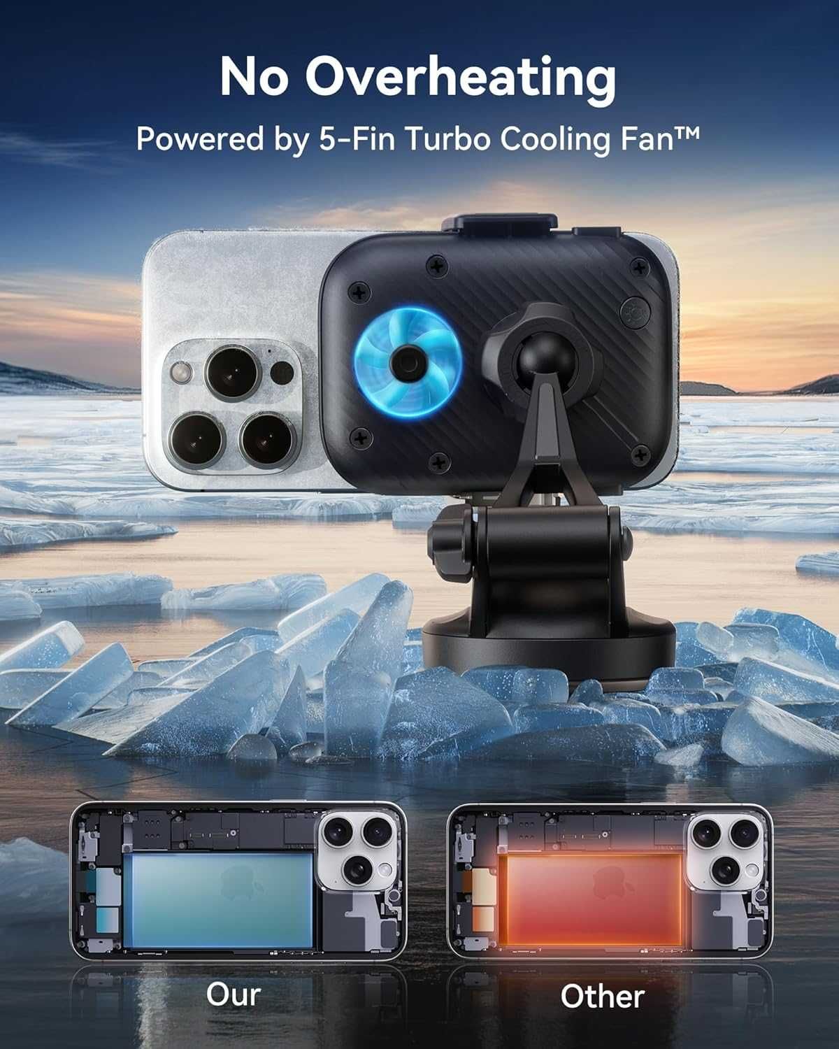 INIU Qi2 магнитно безжично зарядно за кола [15W, розово], RGB