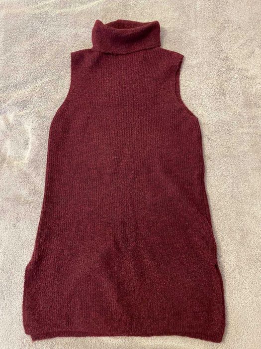 Vand pulover tip rochie, Pieces, rosu-violet, marimea M, stare f. buna