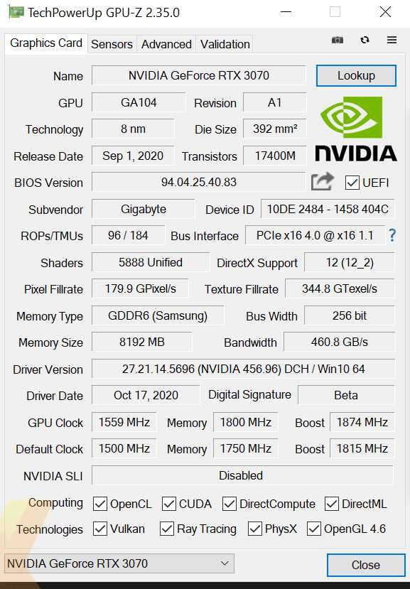 НОВА Gigabyte RTX 3070 EAGLE OC
