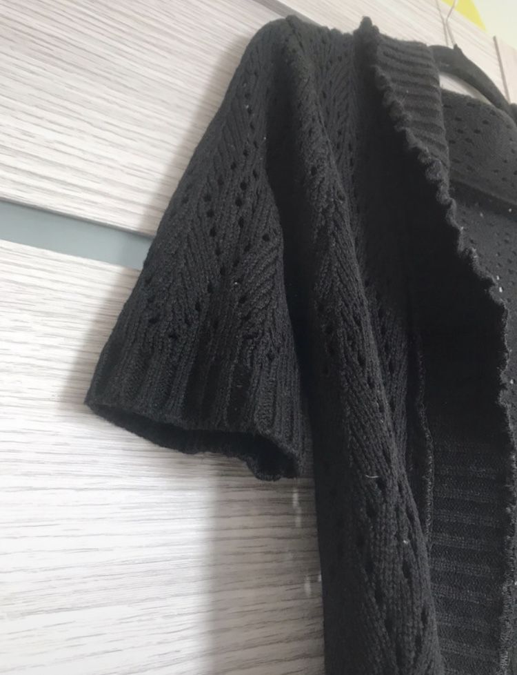 Cardigan negru 3/4 tricotat
