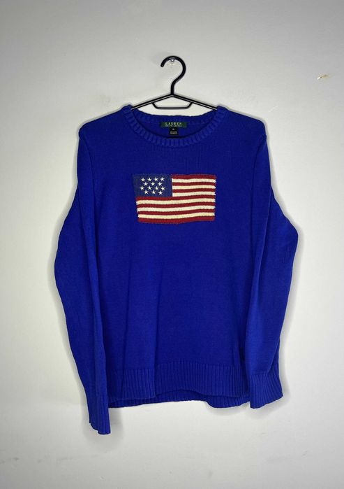 Ralph Lauren Vintage American Flag Knit Sweater Дамски Пуловер