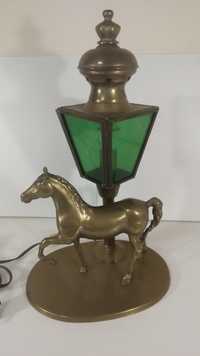 ТОП Уникална бронзова настолна лампа. Фенер от файтон и кон.
