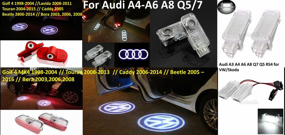 Lumini laser la usi pentru VW. 4 buc. Se aprind la deschidera usii!!
