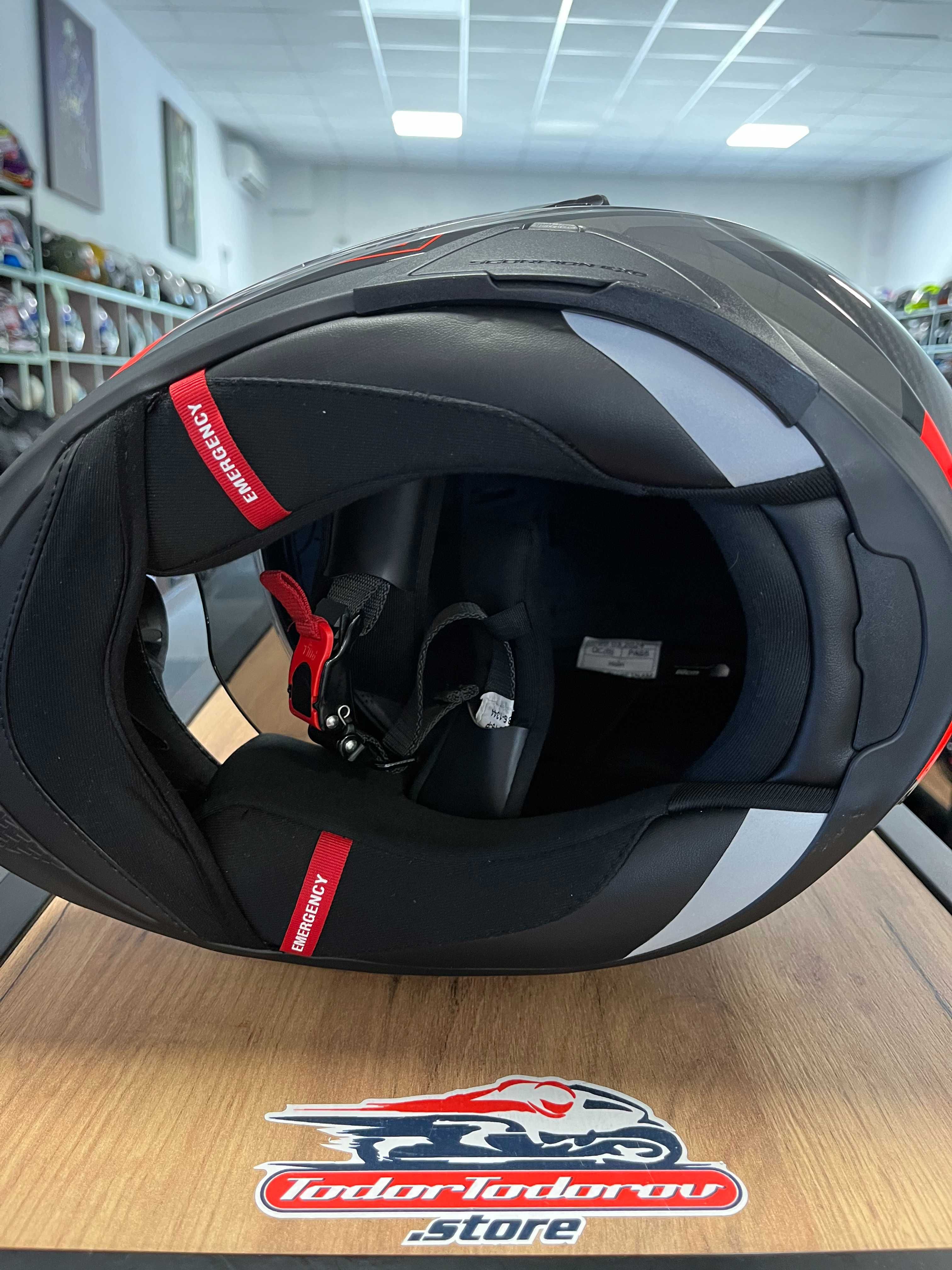 Мото Каска SCORPION EXO-520 EVO AIR TERRA BlacK/Red ,L 59-60 см.очила!