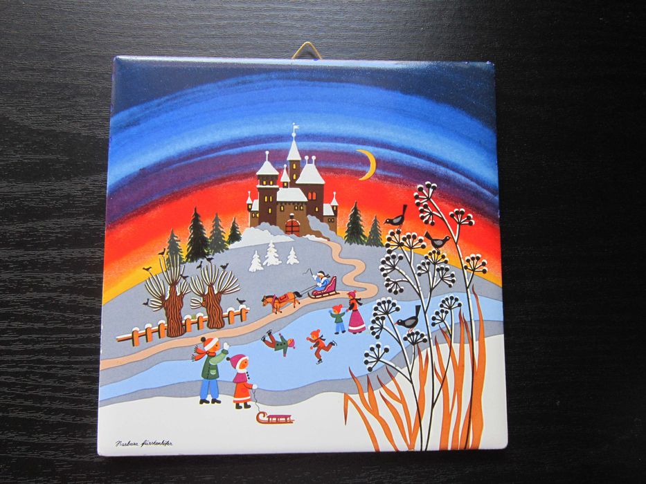 cadou rar Placa ceramica Iarna Castel de vis Bavaria de F.Barbara 1980