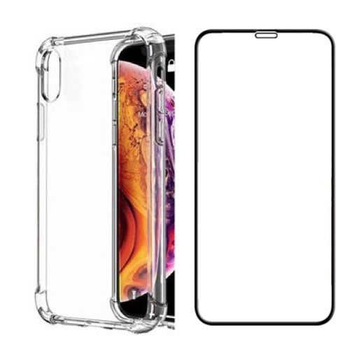 Iphone XR/XS/X/XS MAX PacK Husa Silicon + Folie Sticla Stone Glass 9D